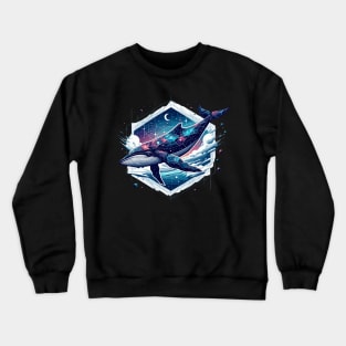 Celestial Space Voyager: Galactic Whale Crewneck Sweatshirt